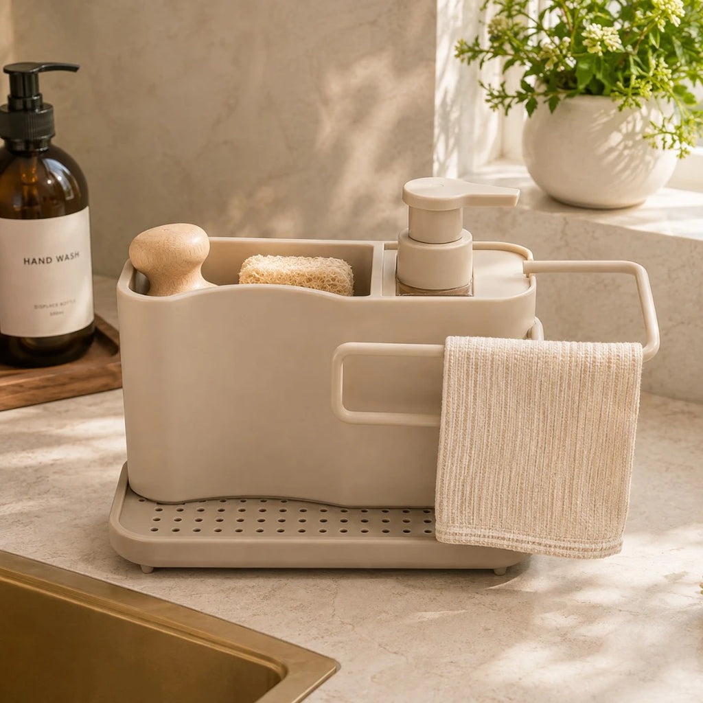 Hydia Kitchen Sink Organizer with Soap Dispenser and Towel Holder