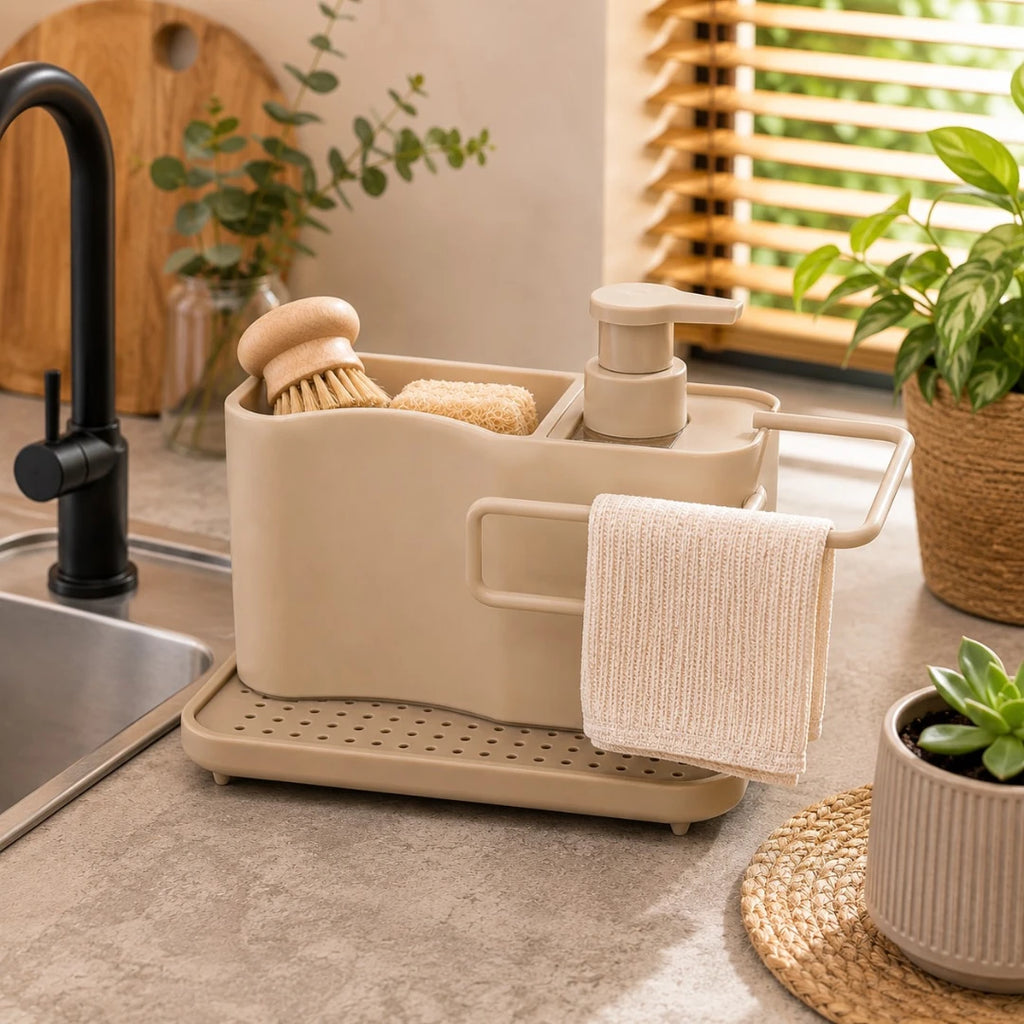 Hydia Kitchen Sink Organizer with Soap Dispenser and Towel Holder