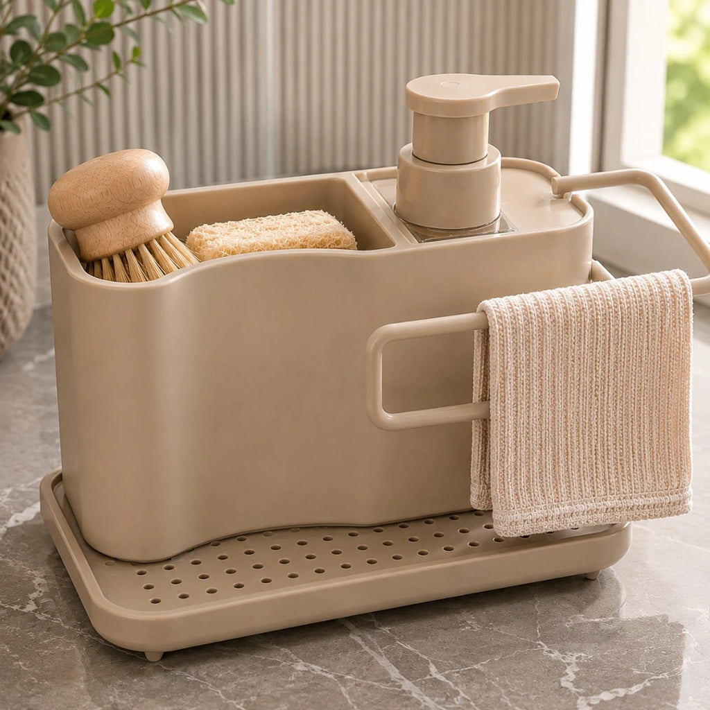 Hydia Kitchen Sink Organizer with Soap Dispenser and Towel Holder